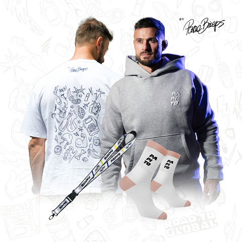 ZESTAW MY FRIEND - BLUZA SZARA + T-SHIRT BIAŁY + SKARPETY + SMYCZ