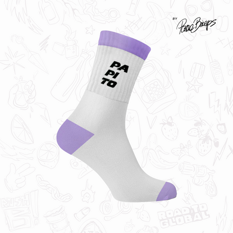 Papito - SKARPETY - WHITE-PURPLE