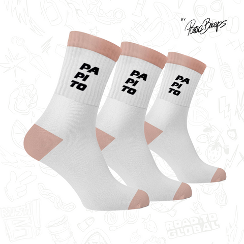Papito - SKARPETY 3-PAK - WHITE-BEIGE