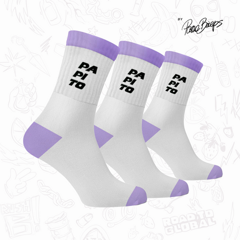 Papito - SKARPETY 3-PAK - WHITE-PURPLE